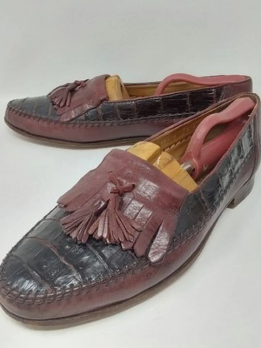 Bruno Magli Crocodile Tassel Loafers Brown Dress Shoes Italy Mens Size 9M